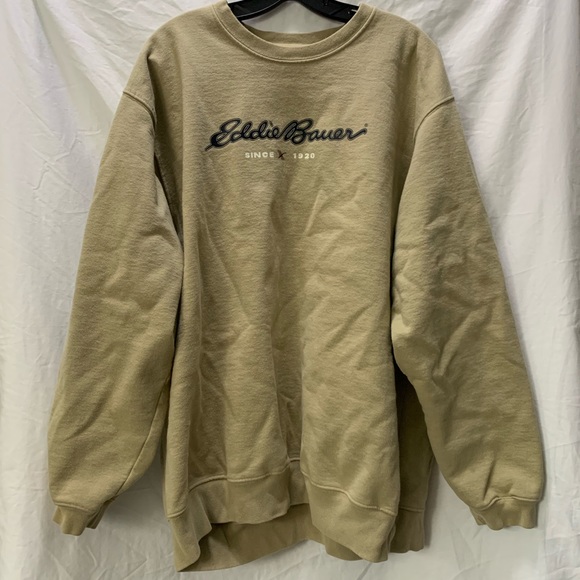 Vintage Eddie Bauer Oversized Tan Graphic Crewneck Sweatshirt